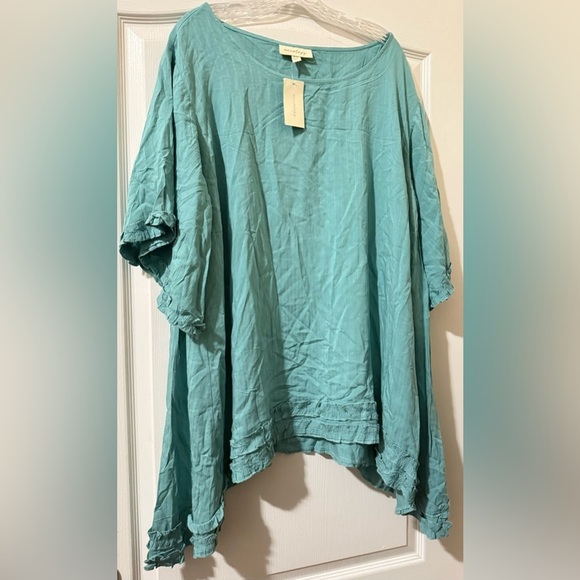 Aveology Seafoam Tunic 100% Viscose Teal Blouse - Picture 1 of 5